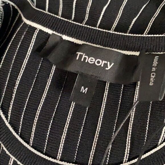 THEORY peplum shell black stripe lustrate new sz M - Picture 2 of 14
